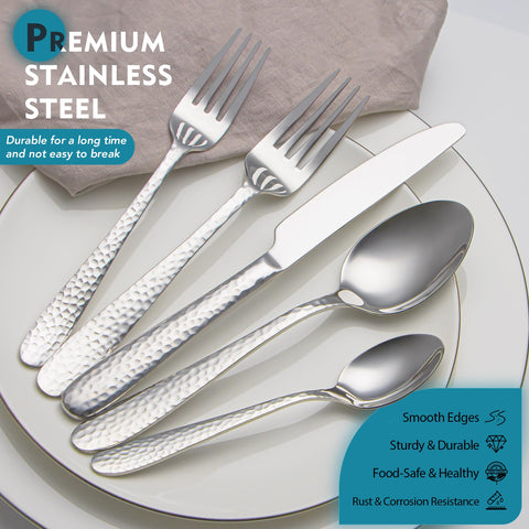 EIUBUIE hammered silverware eight-person dinner spoon in polished finish