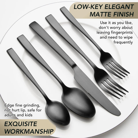 EIUBUIE matte black flatware salad forks add style to salads.