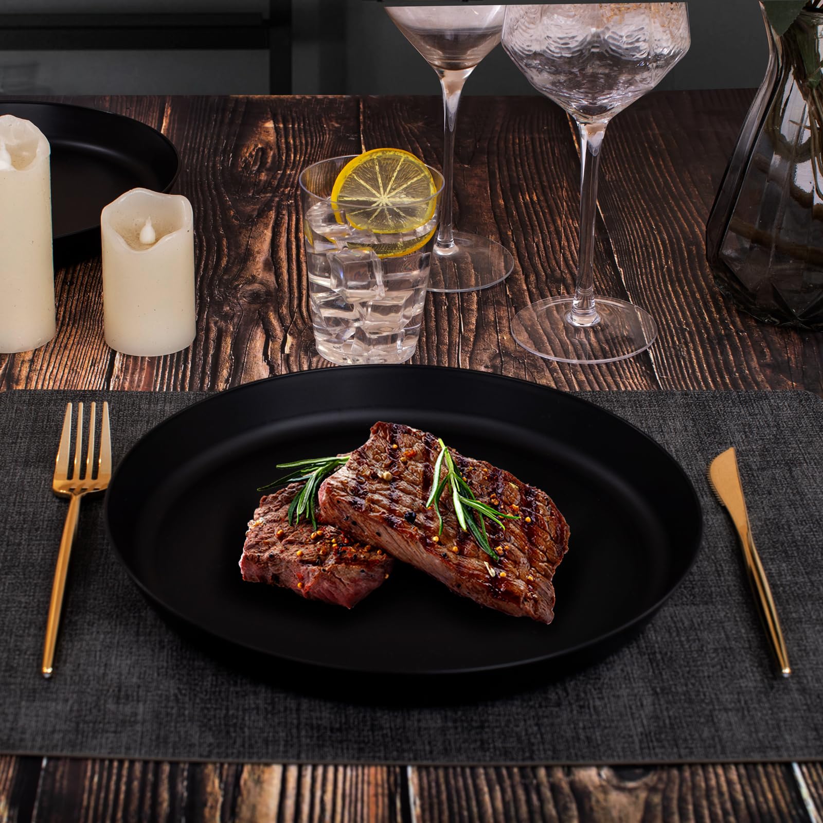 ejonirinjonir EI 18pcs plates with lip edge suitable for family dining