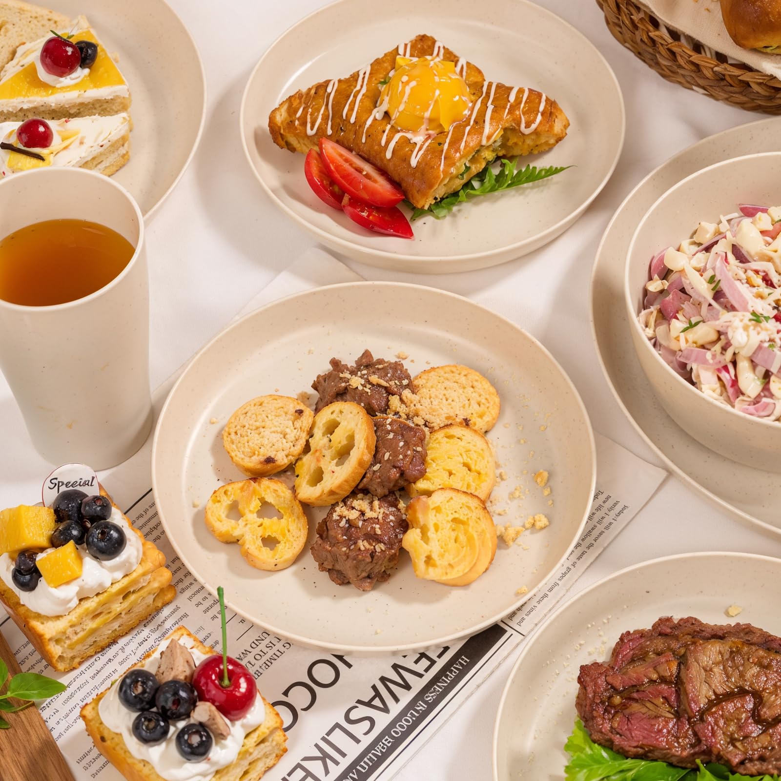 Microwave safe design helps reheat leftovers with EI Wheat Straw Dinnerware Set