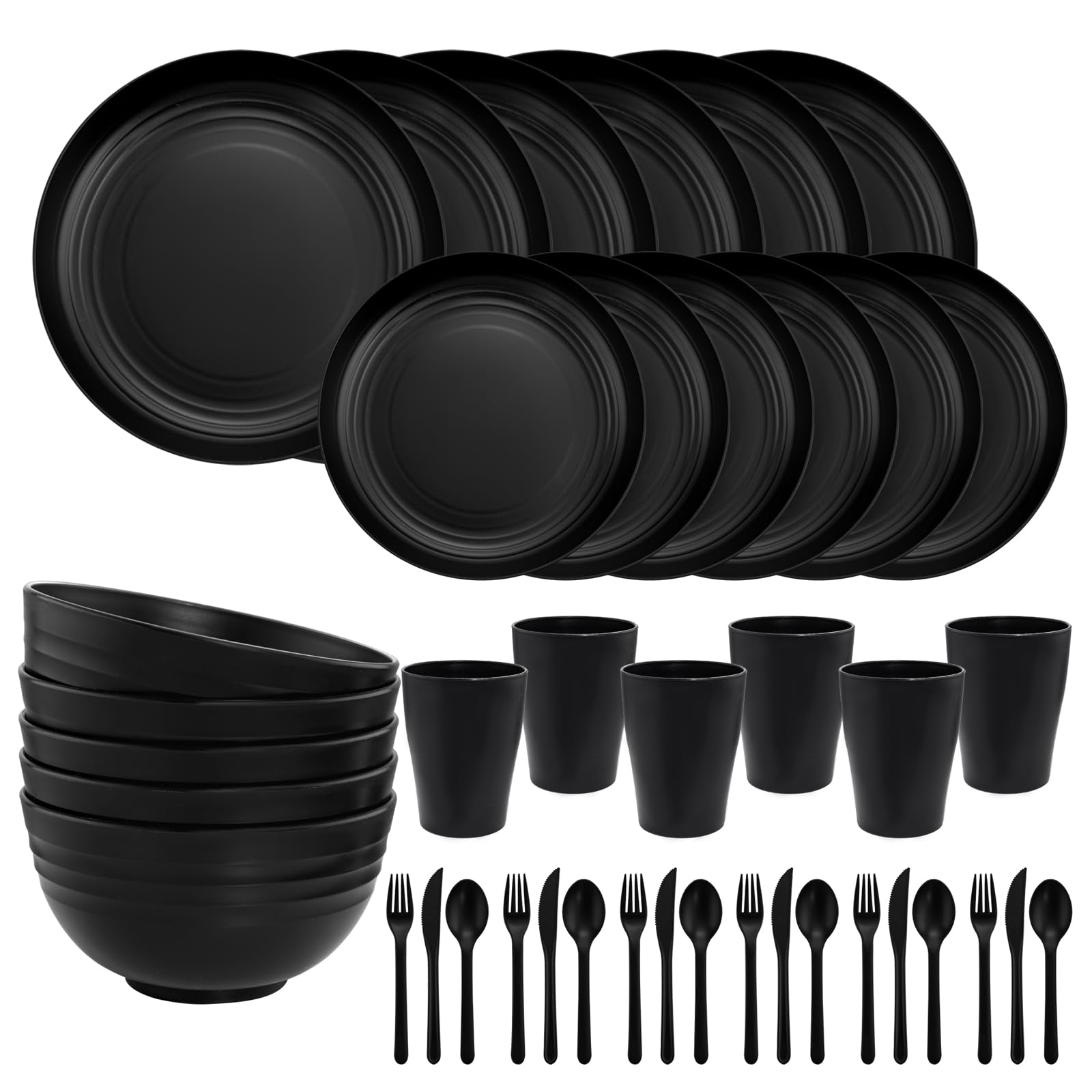 Ejonirinjonir EI 42pcs wheat straw dinnerware packaging for outdoor gatherings.