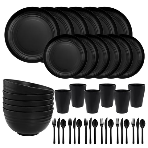 Ejonirinjonir EI 42pcs wheat straw dinnerware packaging for outdoor gatherings.
