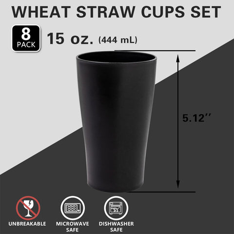 EI Black Wheat Straw Cups by ejonirinjonir, dishwasher-safe for easy cleanup.