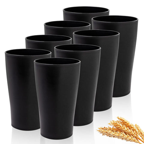 EI Black Wheat Straw Cups by ejonirinjonir, set of 8, durable for family meals.