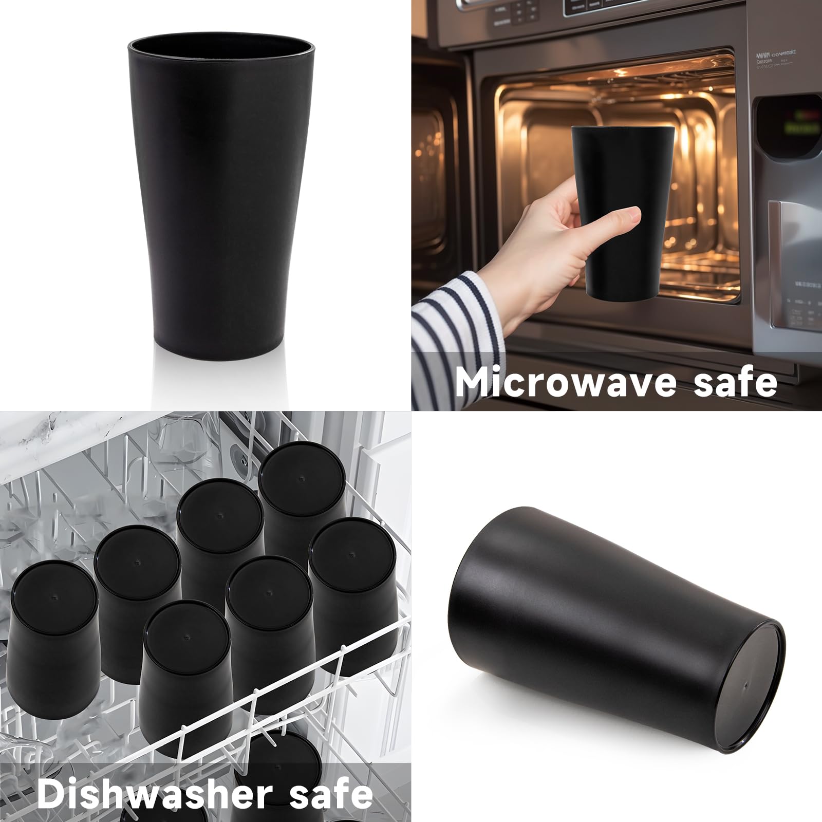 EI Black Wheat Straw Cups by ejonirinjonir, stackable design to save space.
