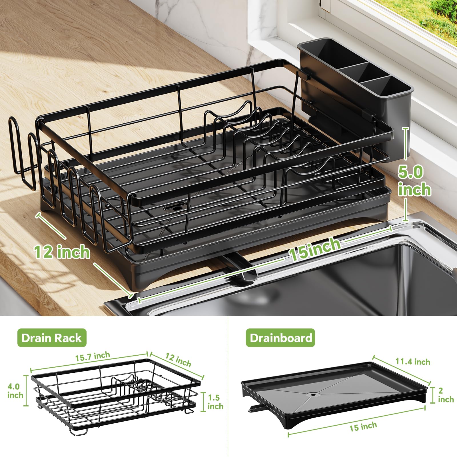 Ekisemio dish rack countertop-setup shows durable stainless steel for daily use