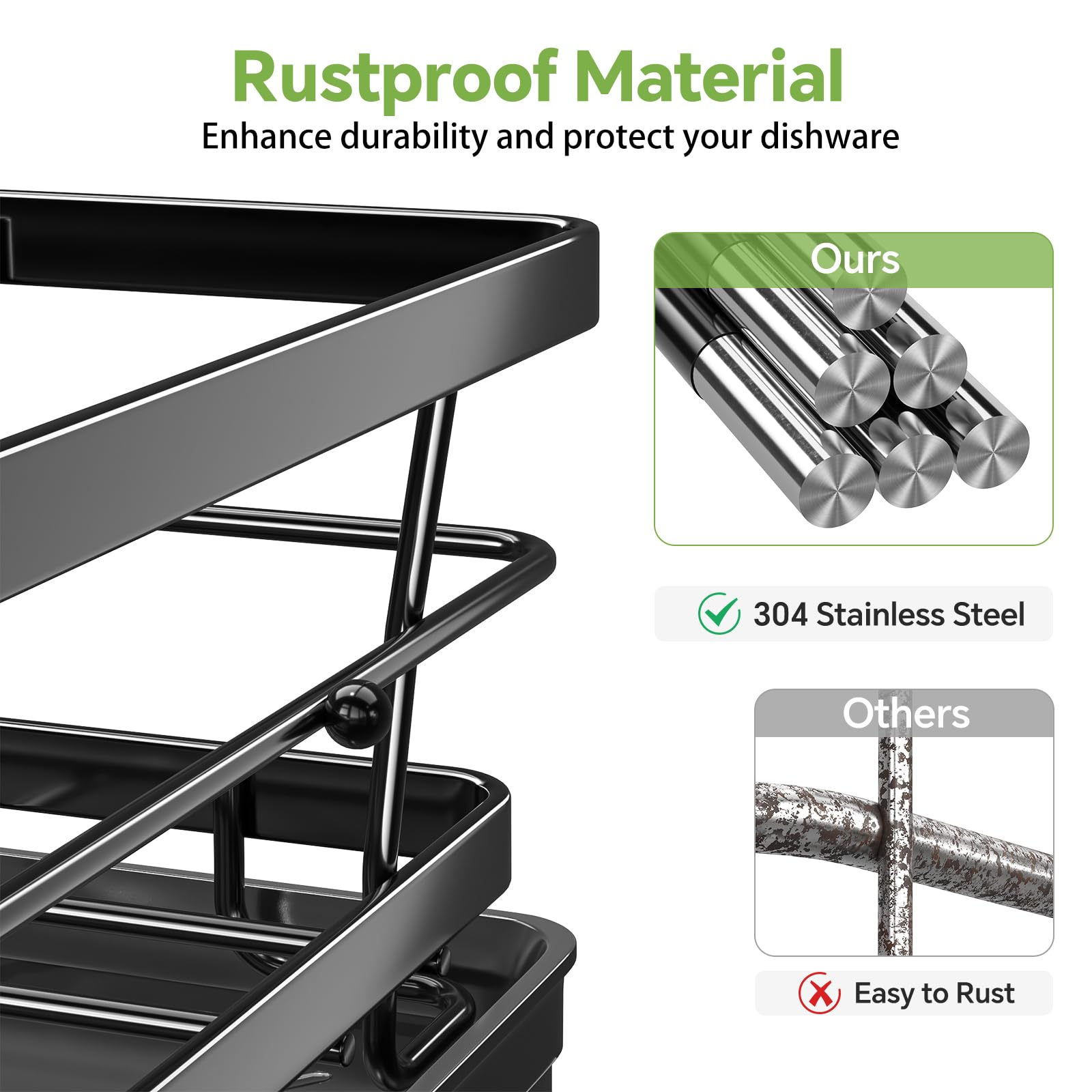 Ekisemio dish rack stainless-steel resists rust for long-lasting performance