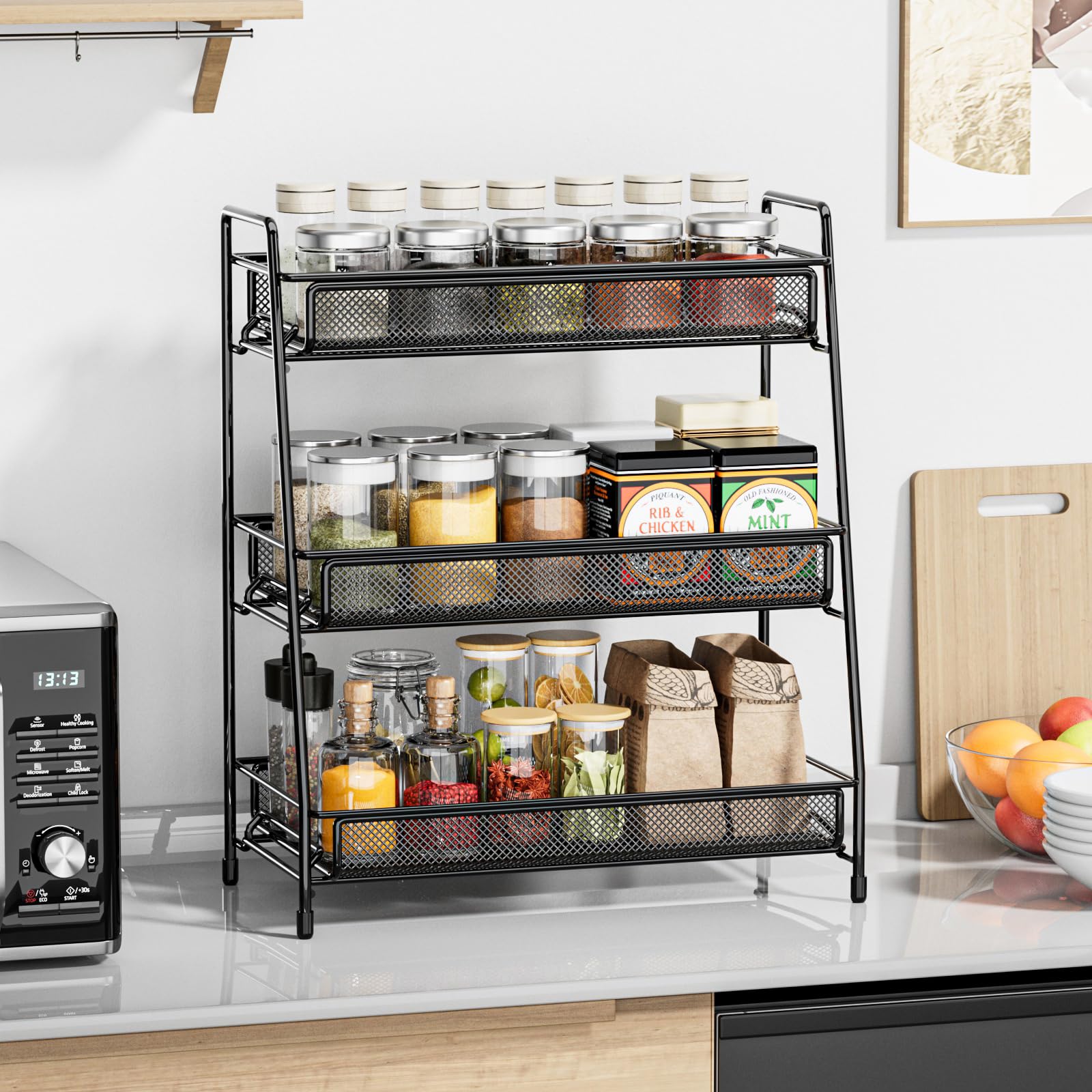EKNITEY bathroom organizer keeps toiletries tidy on the sink.