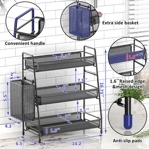 No-tools assembly for quick, stable countertop storage.