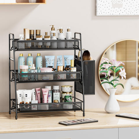 Removable side basket showcased for flexible storage in any room.