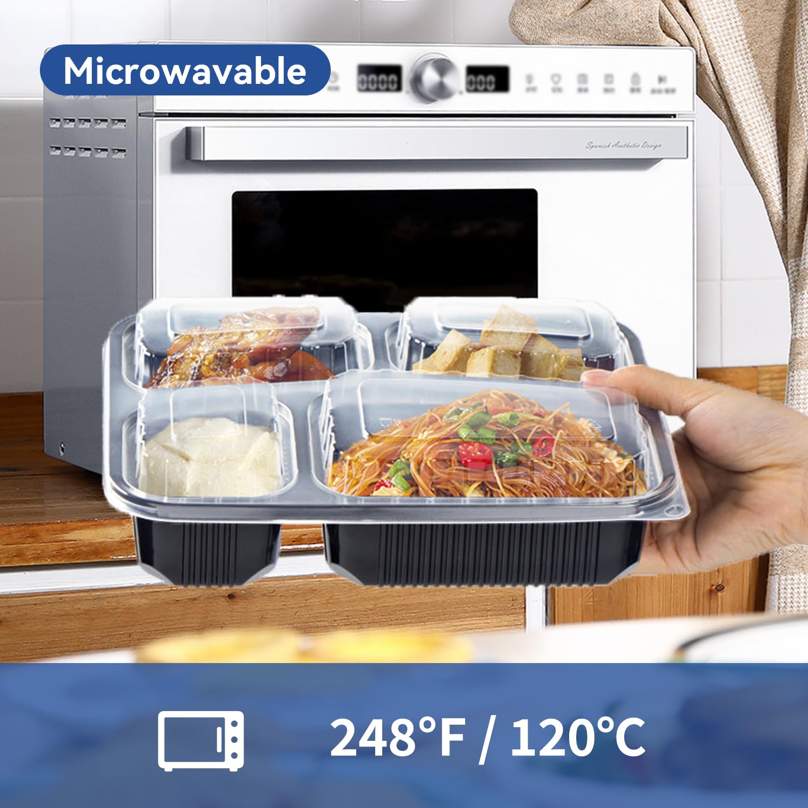 EKOSAVOR microwave-freezer-safe container ready for quick reheats with lid removed