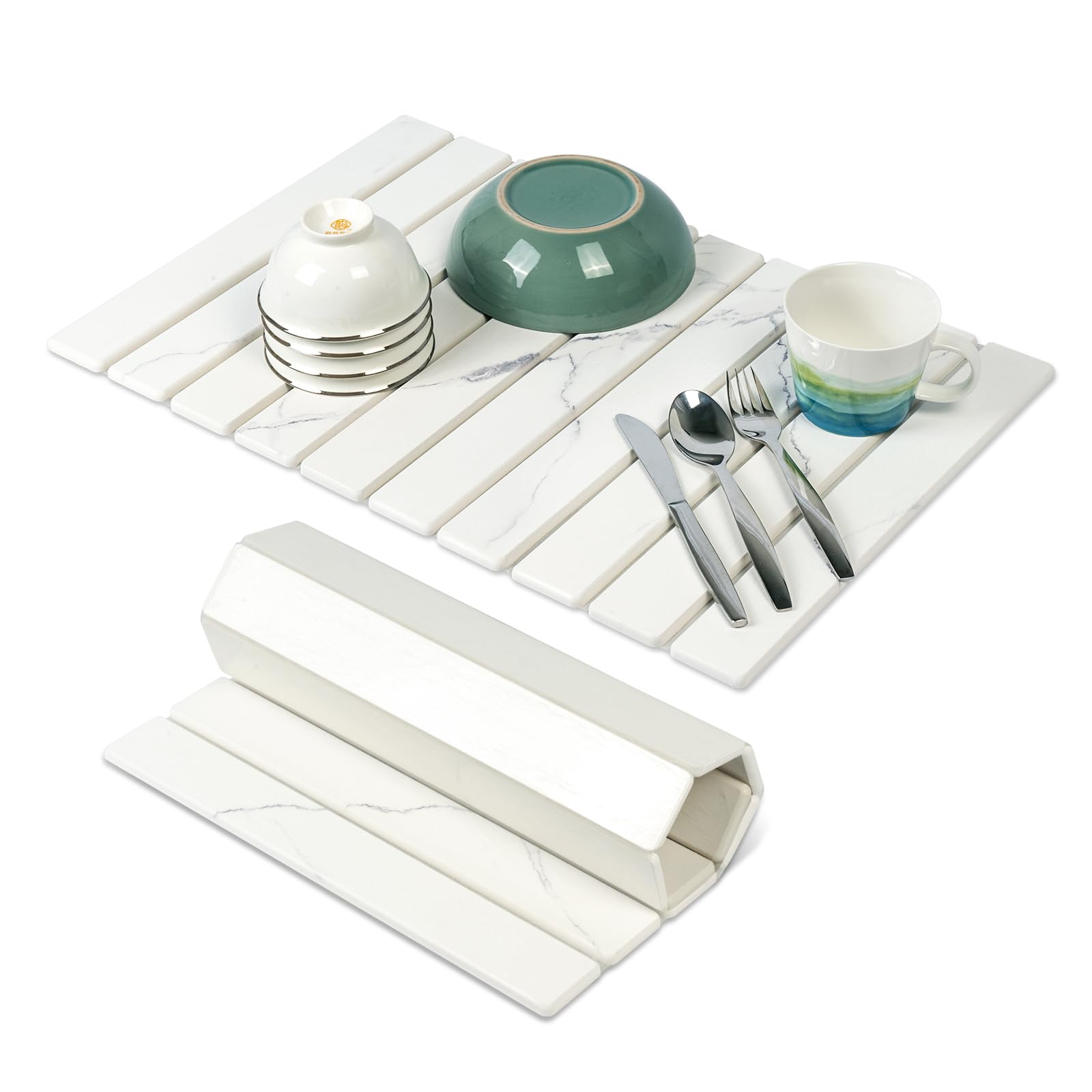 EKRHORBY large stone drying mat folded for compact storage on counter