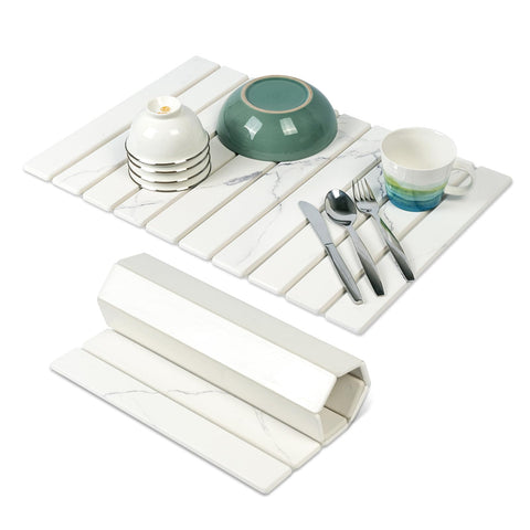 EKRHORBY large stone drying mat folded for compact storage on counter