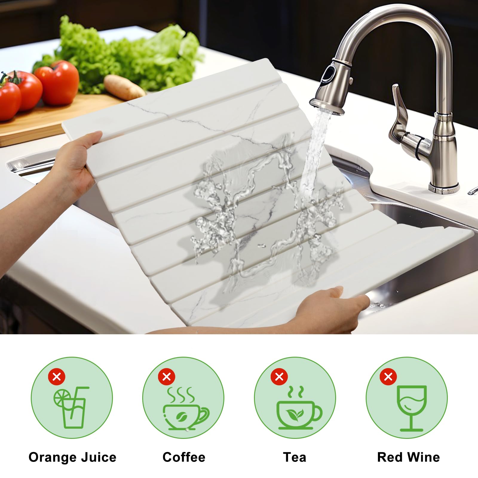Easy care: rinse and wipe to maintain EKRHORBY stone drying mat appearance