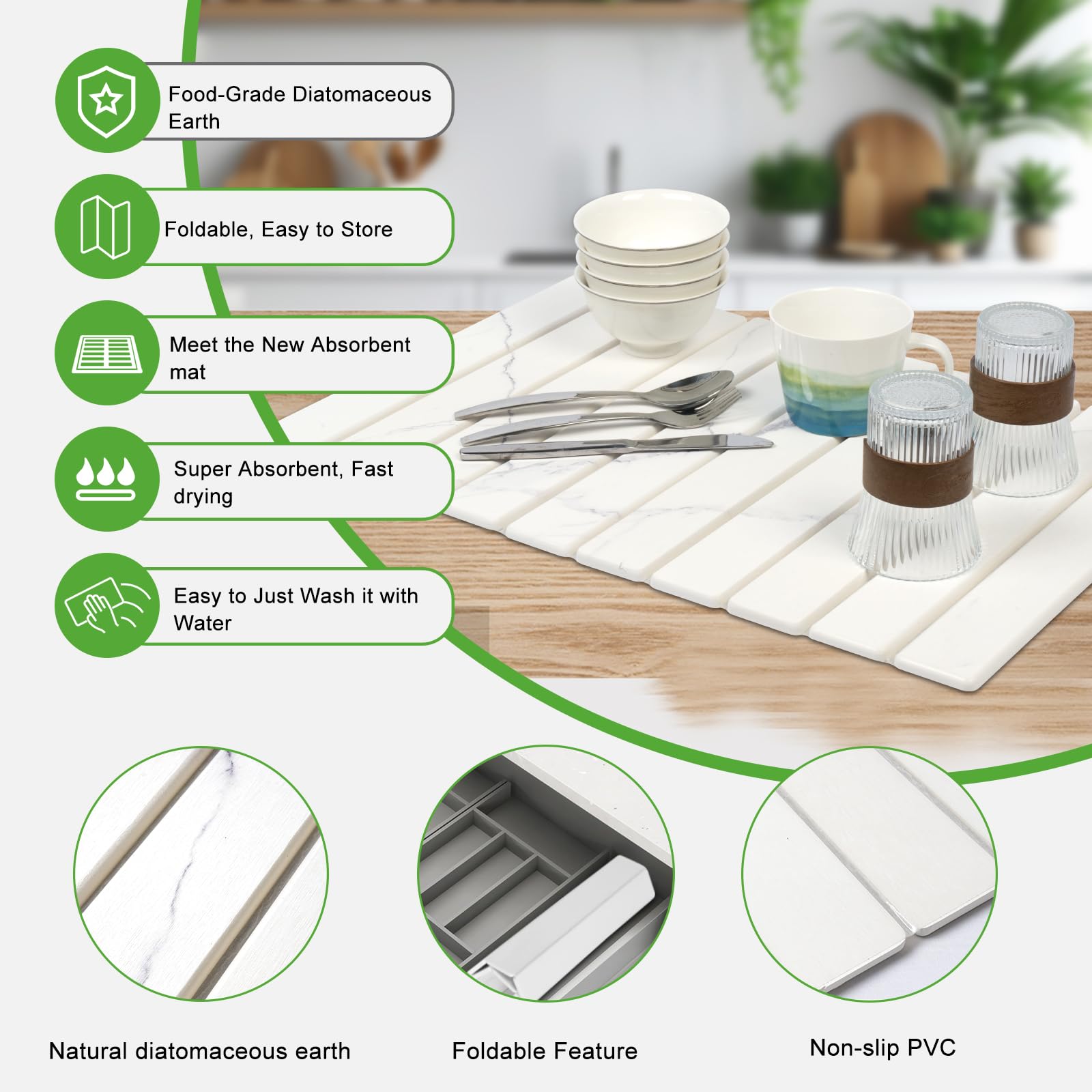EKRHORBY diatomaceous earth mat absorbs water quickly after washing dishes