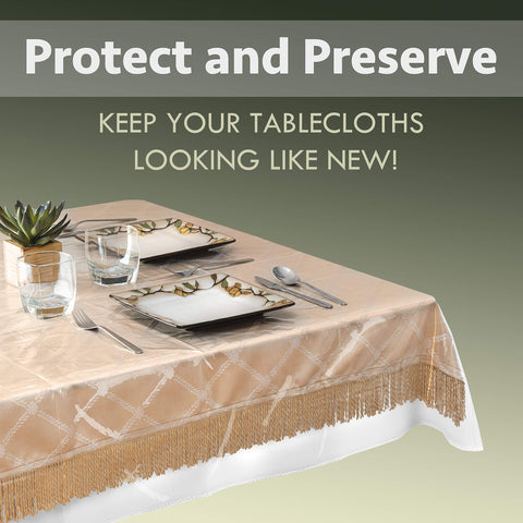 Elaine Karen clear vinyl protector on table surface for versatile dining use.