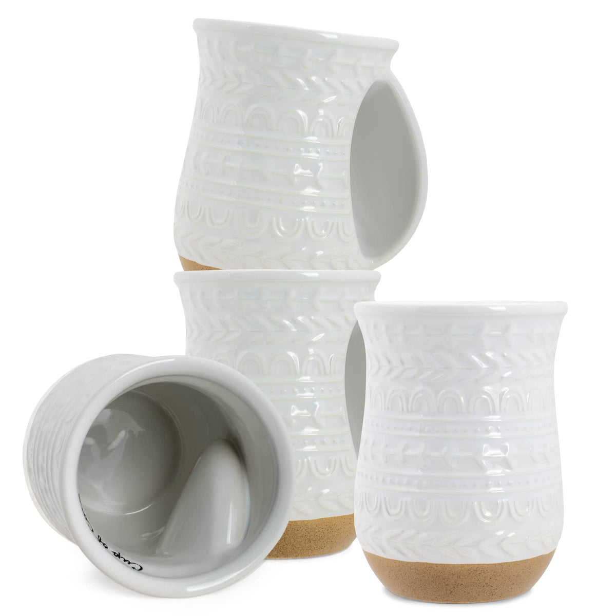 Elanze Designs Cup of Cozy Nordic Knit 14oz mug set, handwarmer ceramic for cozy mornings.