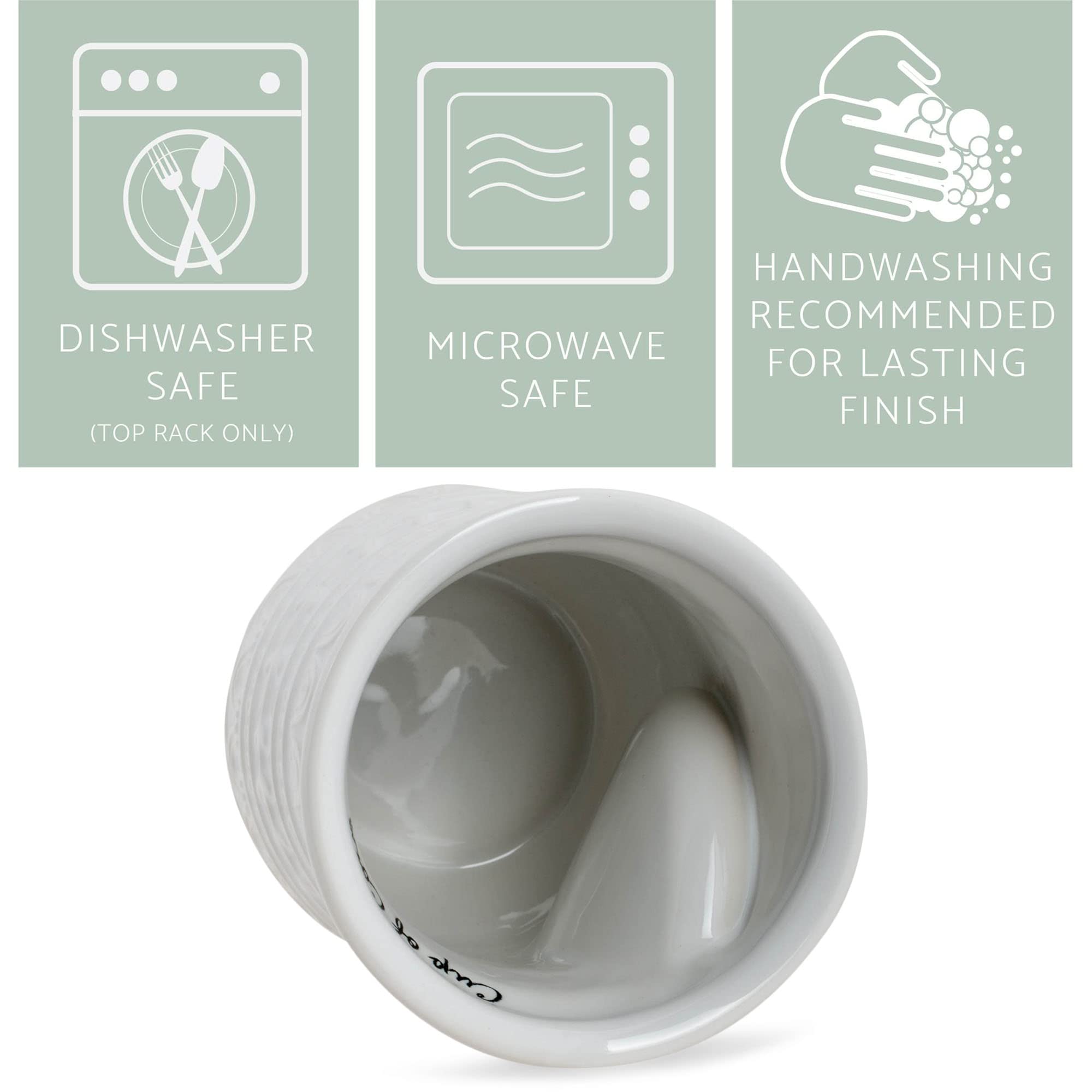 Elanze Cup of Cozy mug interior lip features sentiment for a cozy cue.