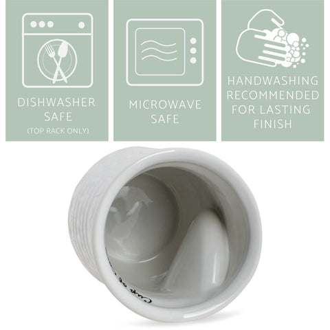 Elanze Cup of Cozy mug interior lip features sentiment for a cozy cue.