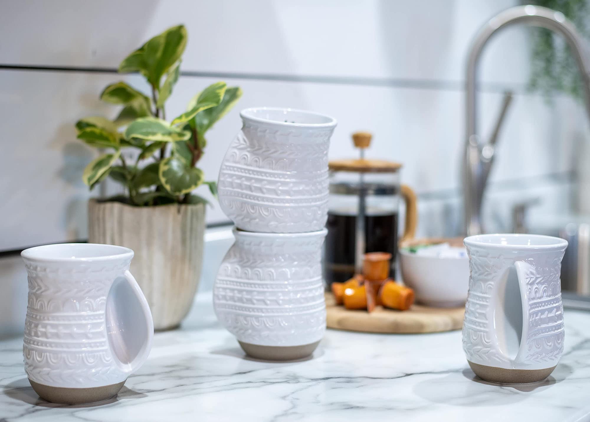 Elanze Cup of Cozy mugs are microwave and dishwasher safe for convenience.