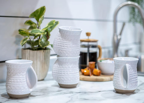 Elanze Cup of Cozy mugs are microwave and dishwasher safe for convenience.