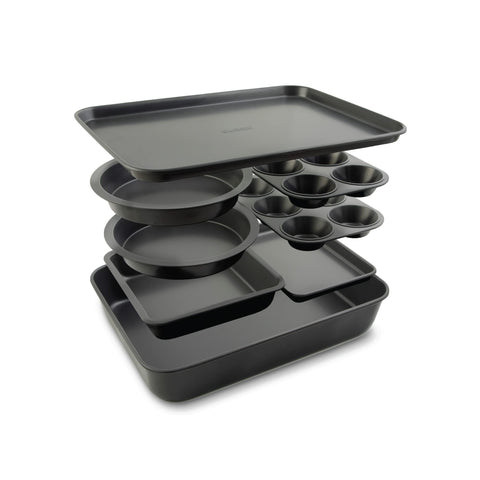 Elbee nonstick aluminized steel bakeware for easy release and quick cleanup.