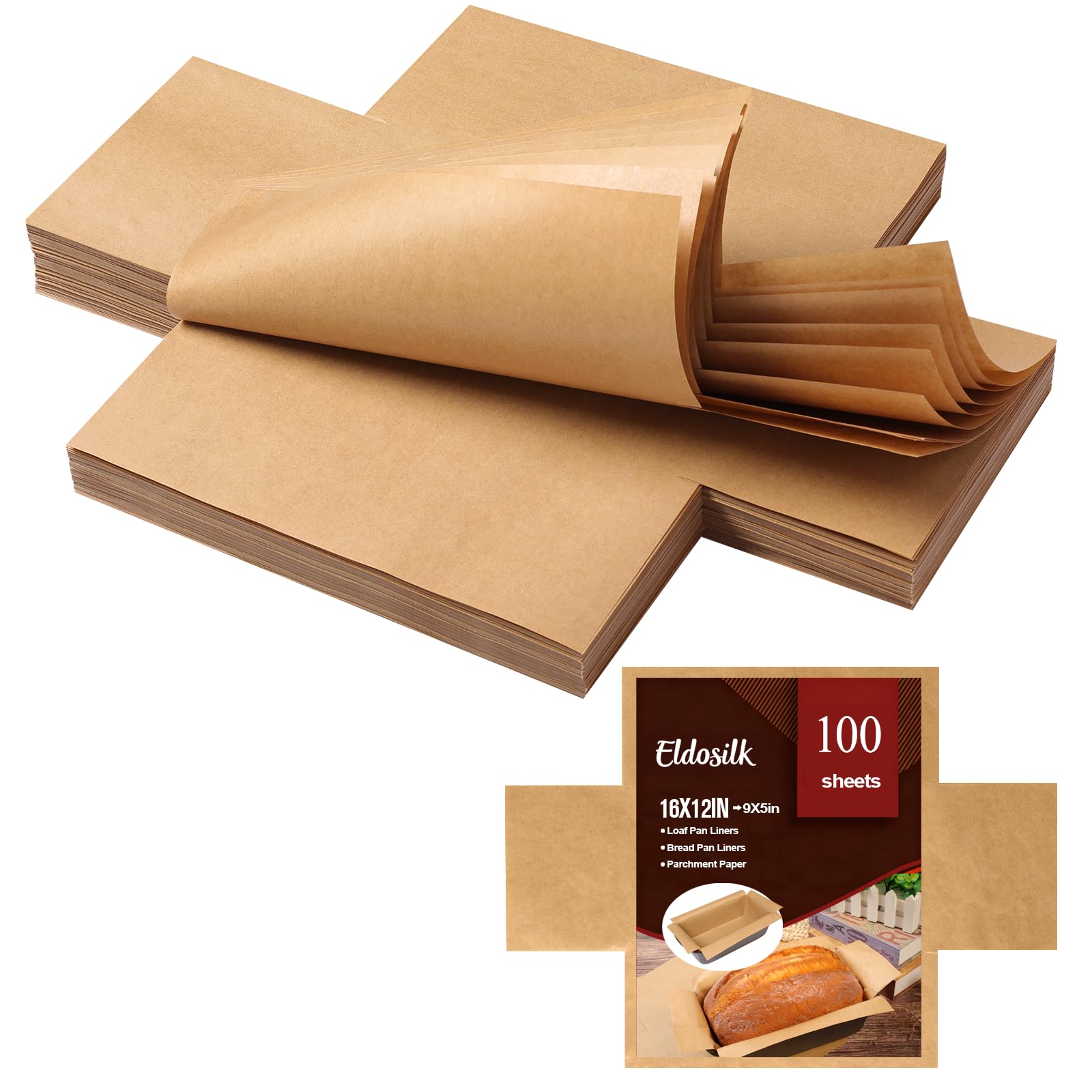 Eldosilk unbleached parchment sheets lining pans for easy release.