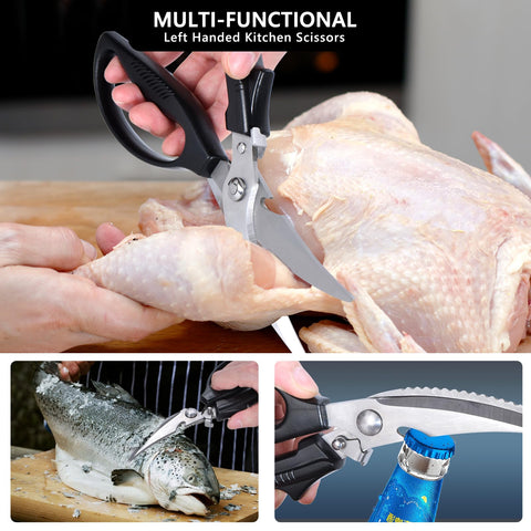 Eleckey left-handed kitchen scissors one-handed use with grease resistance