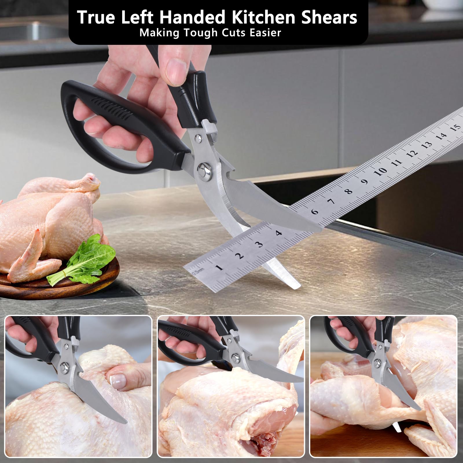 Eleckey left-handed kitchen scissors safety lock prevents slips