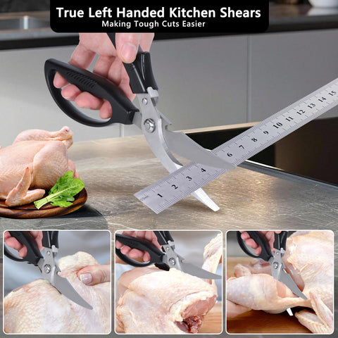Eleckey left-handed kitchen scissors safety lock prevents slips