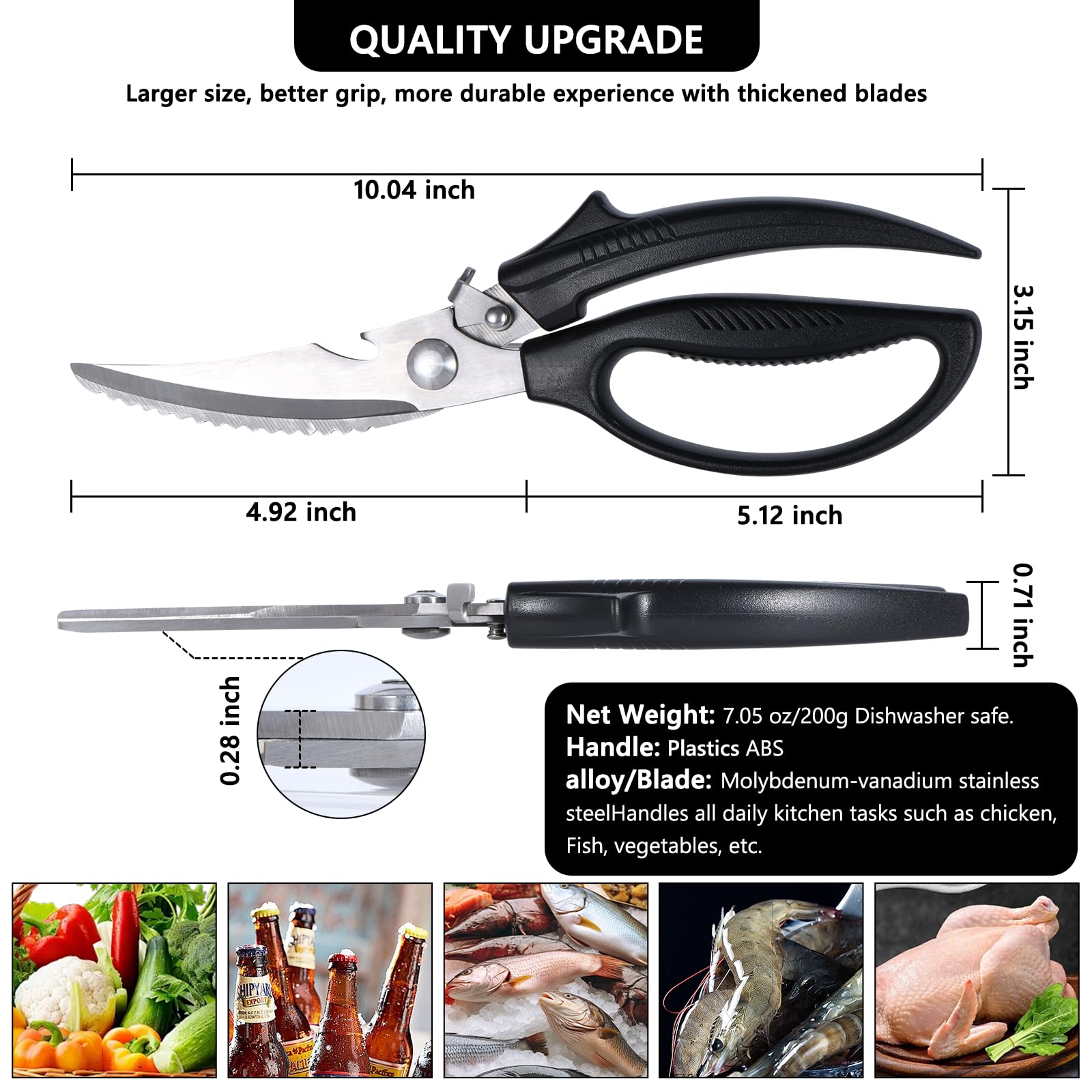 Eleckey left-handed kitchen scissors textured grip stays secure when wet