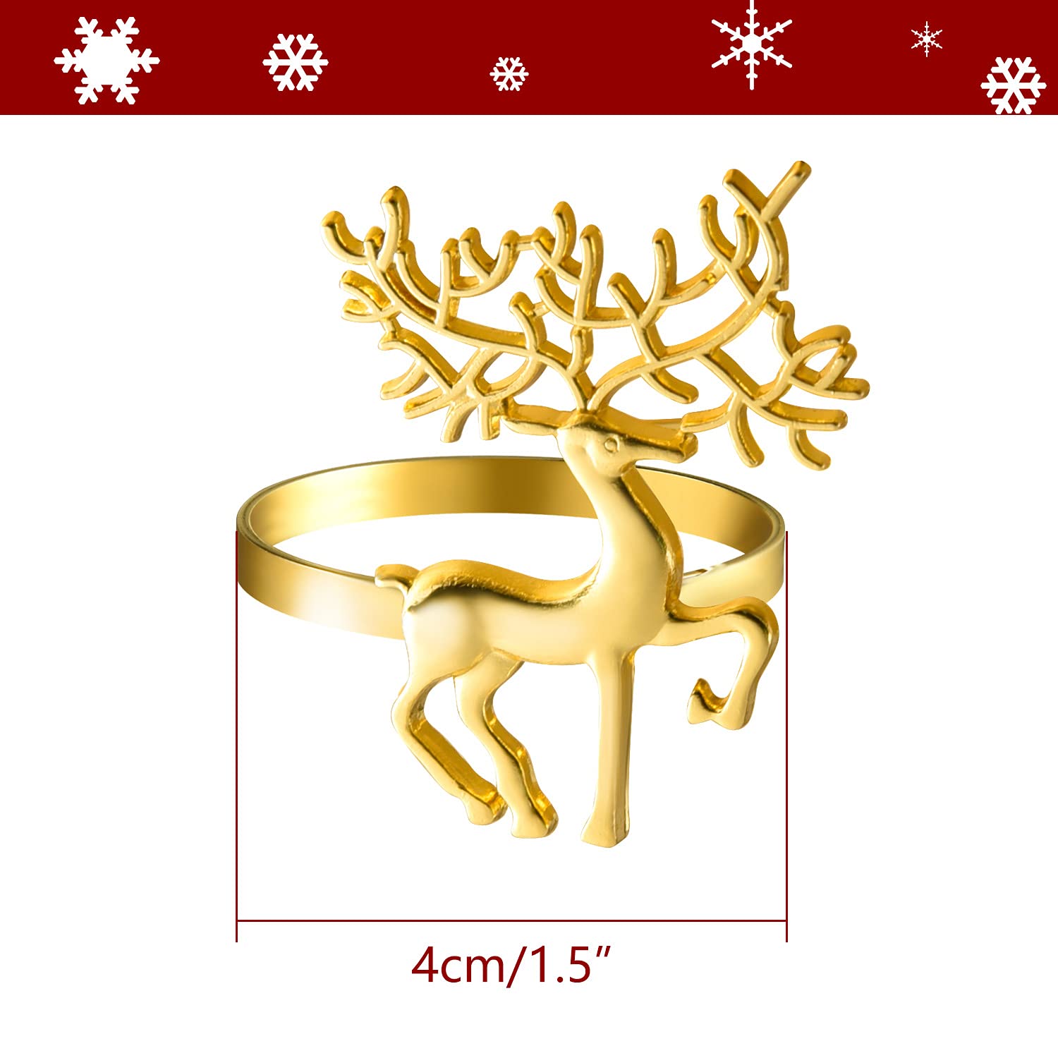 ELECLAND gold deer napkin ring set elevates Xmas party decor.