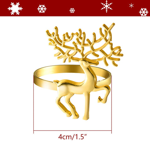 ELECLAND gold deer napkin ring set elevates Xmas party decor.