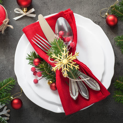 ELECLAND gold Christmas napkin ring set makes table decor easy.