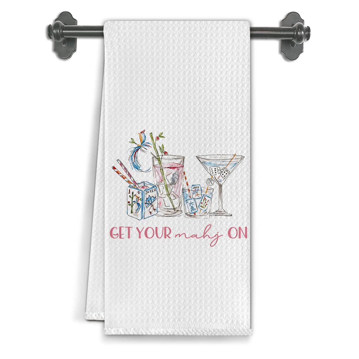 Elefeltclave Mahjong Cocktail Towel offers high absorbency for quick dish drying.