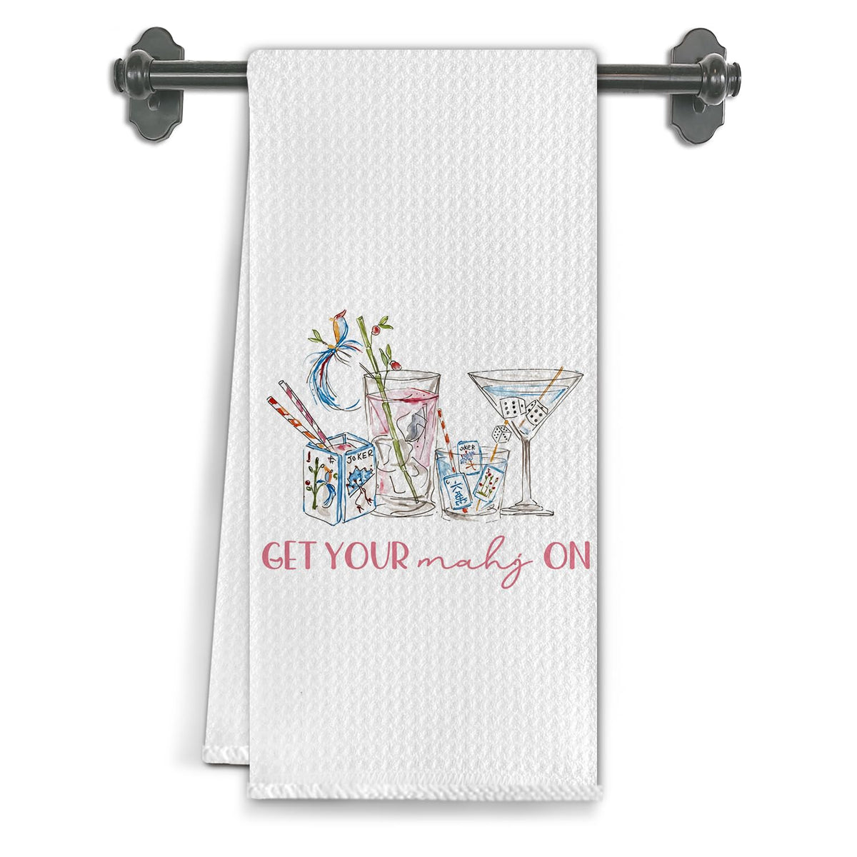 Elefeltclave Mahjong Cocktail Towel offers high absorbency for quick dish drying.