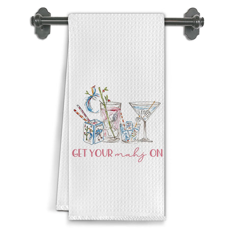 Elefeltclave Mahjong Cocktail Towel offers high absorbency for quick dish drying.