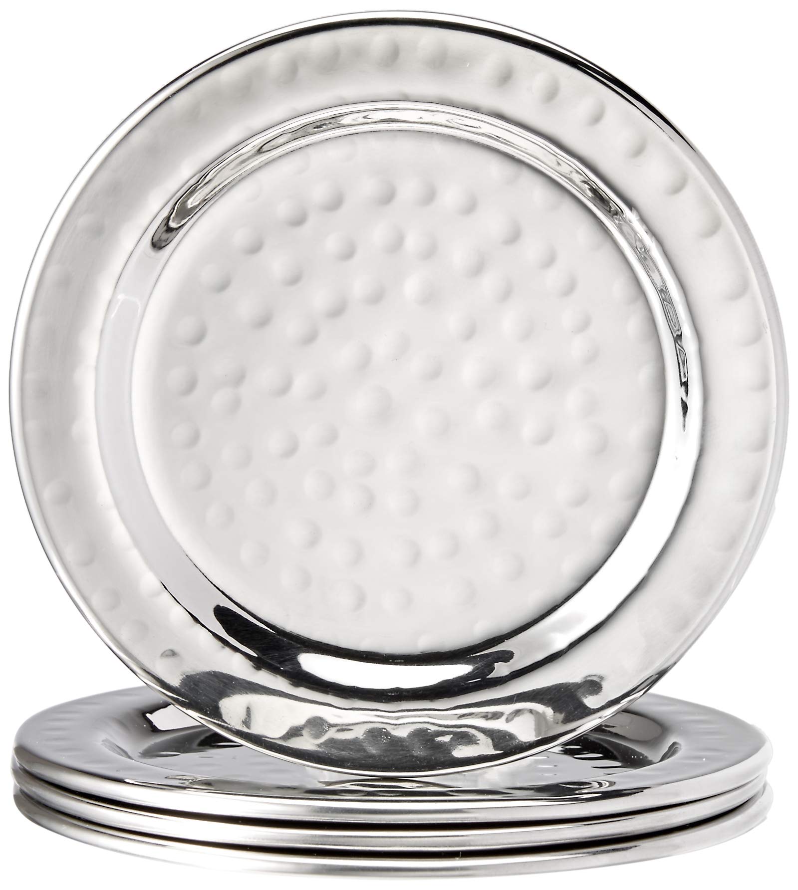 Elegance hammered 4-inch coaster collection on a table protects surfaces during drinks.