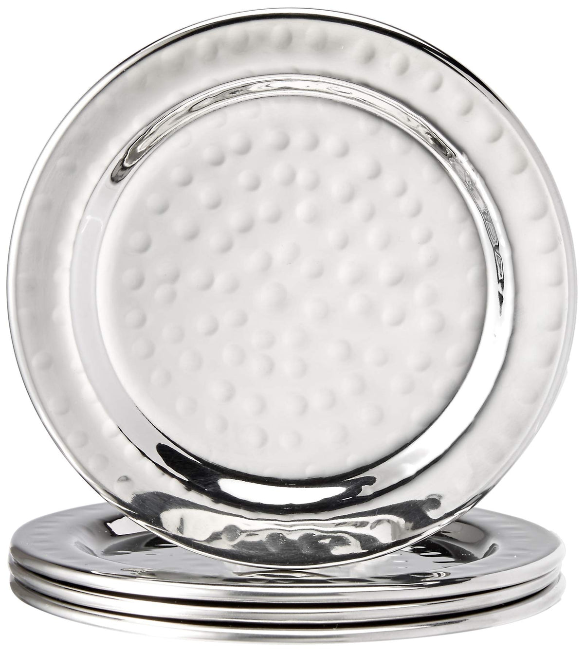 Elegance hammered 4-inch coaster collection on a table protects surfaces during drinks.