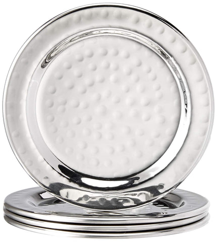 Elegance hammered 4-inch coaster collection on a table protects surfaces during drinks.
