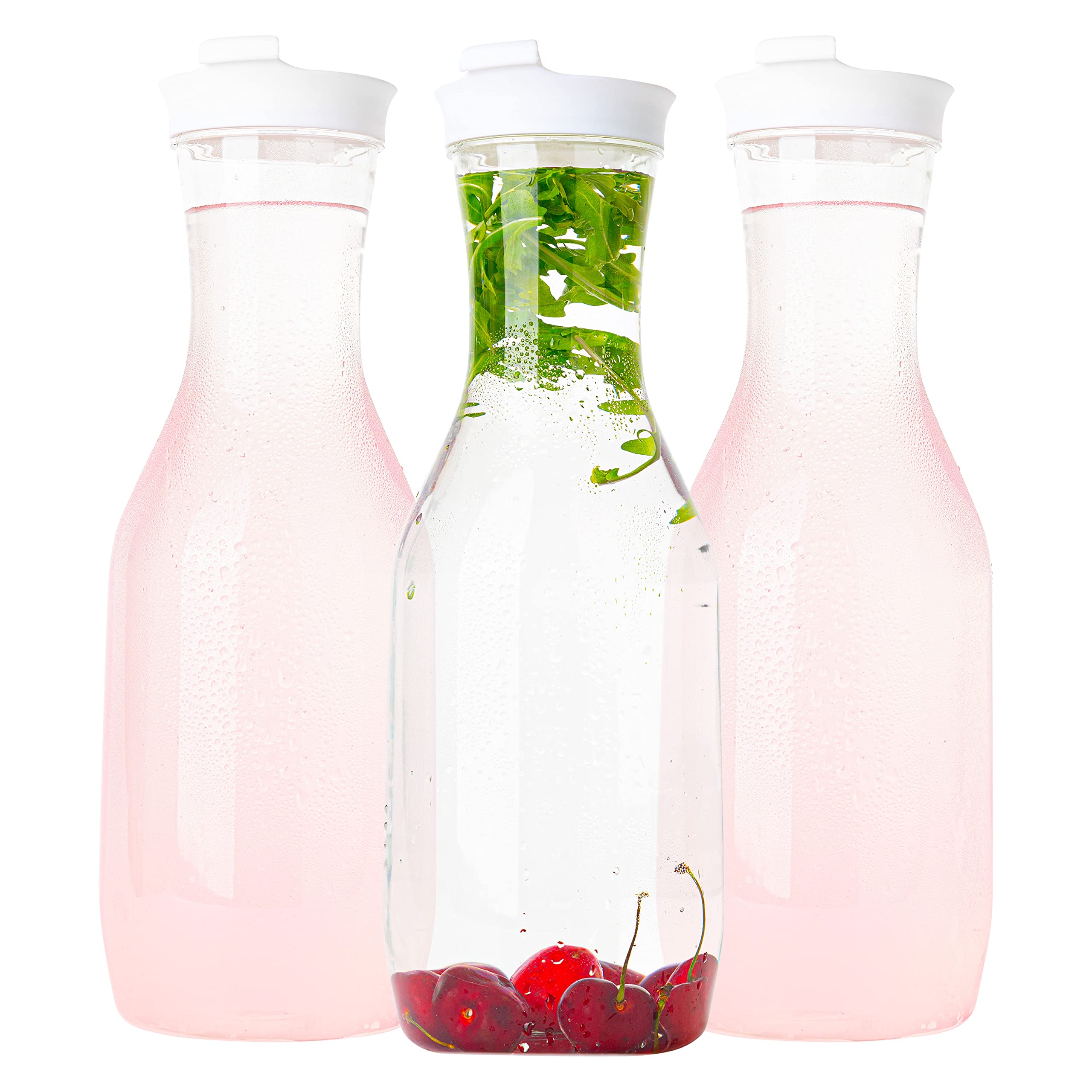 Elegant Disposables clear pitcher with flip-top lid, 50 oz, ideal for water and juice service