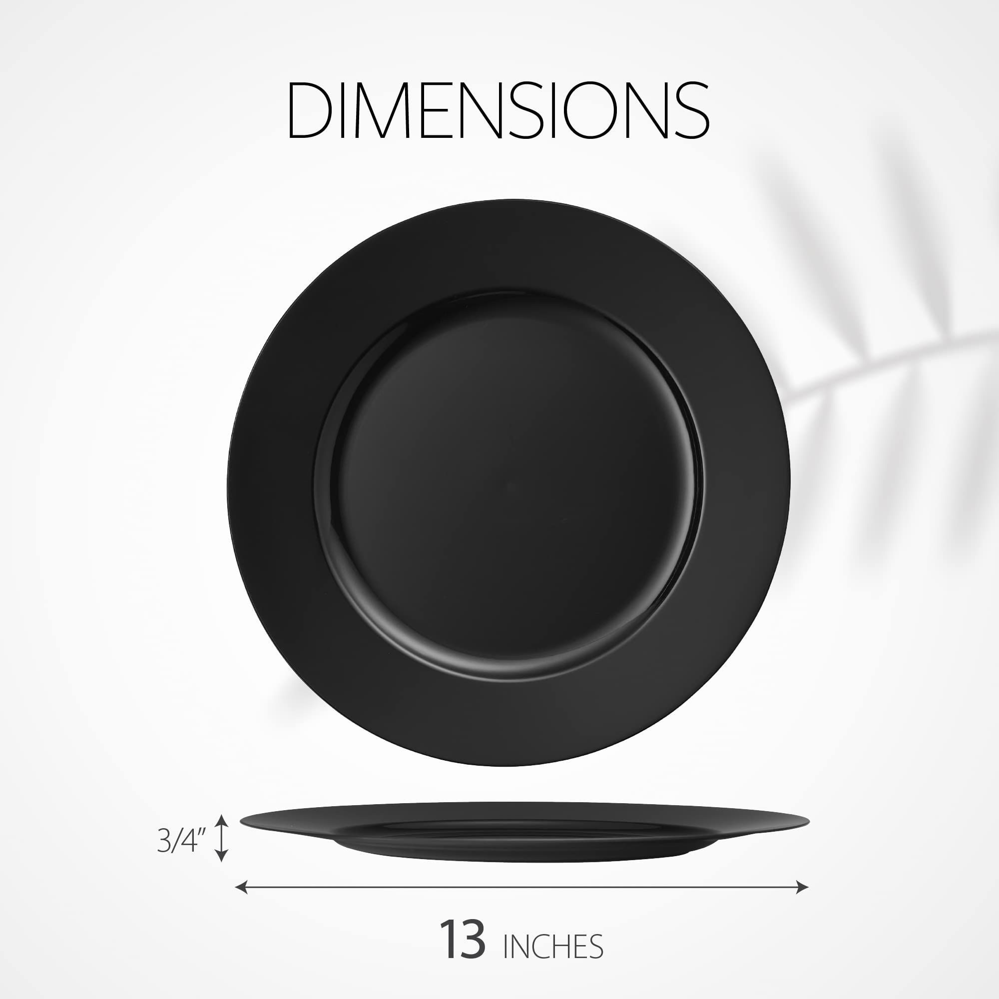 Elegant Disposables pack of six black chargers for easy event planning