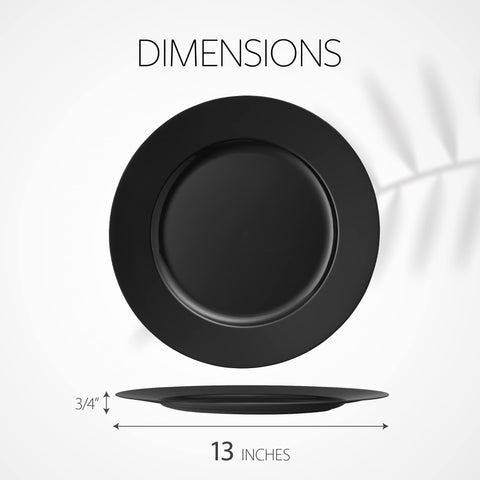 Elegant Disposables pack of six black chargers for easy event planning