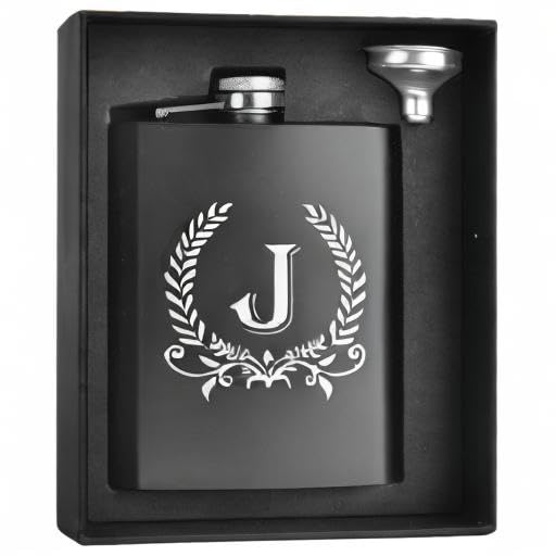 ELEGANTPARK hip flask engraved with branch design for a refined look.