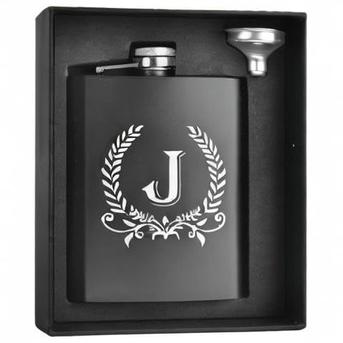 ELEGANTPARK hip flask engraved with branch design for a refined look.