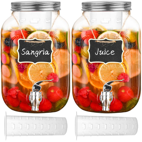 Eleganttime 1-gallon glass dispenser with a smooth pour spigot for effortless serving.