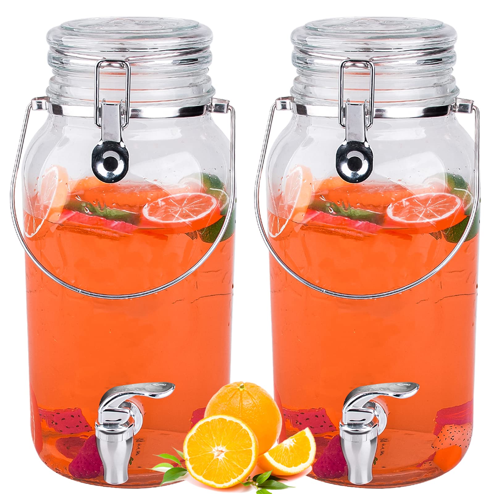 Eleganttime 1-gallon glass dispenser with spigot for easy beverage pouring