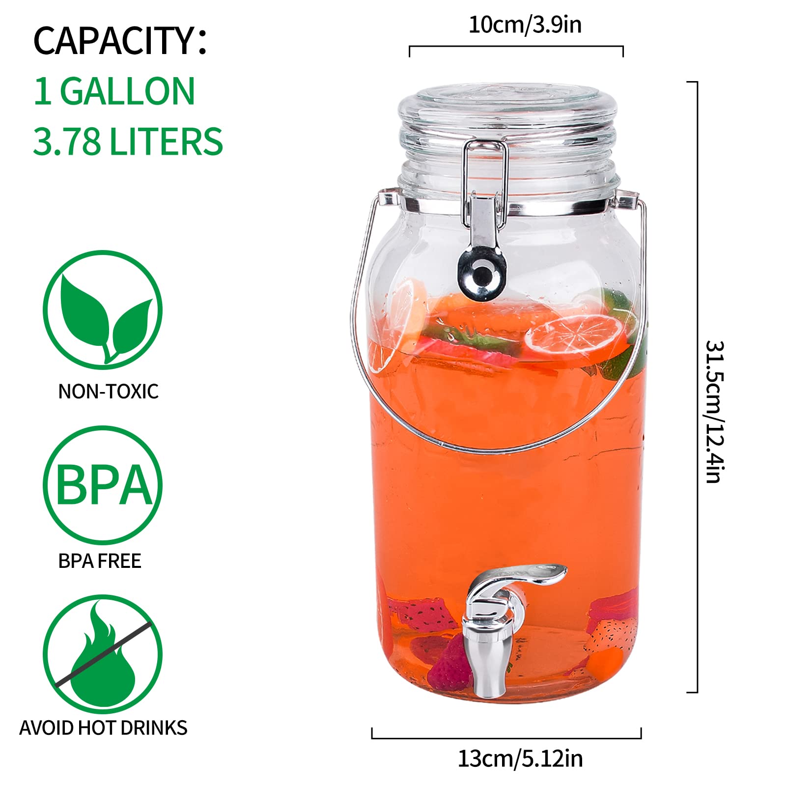 Two-pack Eleganttime glass dispensers ideal for parties and entertaining