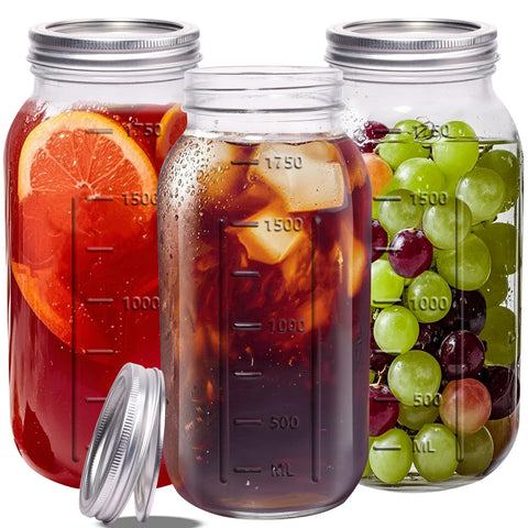ElegantTime 64 oz wide-mouth mason jar trio for canning and storage