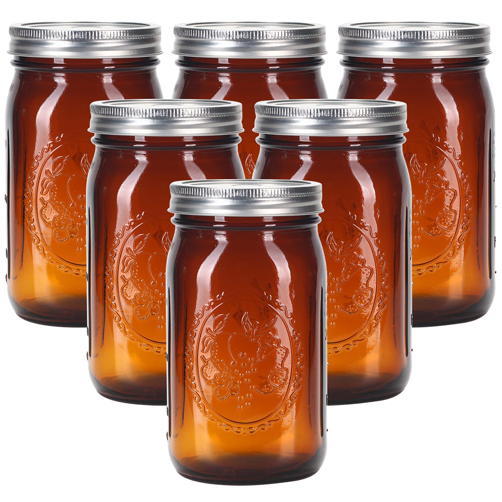 eleganttime amber mason jar 32oz wide mouth ideal for long-term canning and storage.